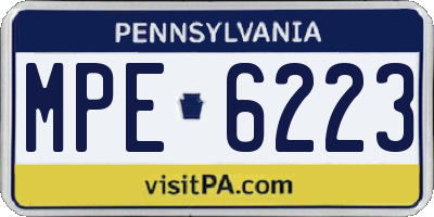 PA license plate MPE6223