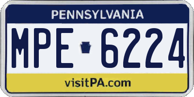 PA license plate MPE6224