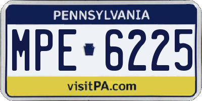 PA license plate MPE6225