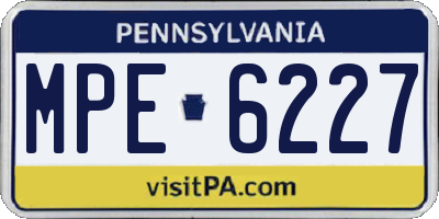 PA license plate MPE6227