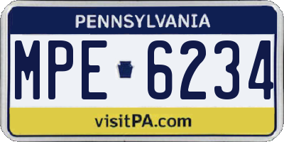 PA license plate MPE6234