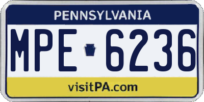 PA license plate MPE6236