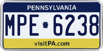 PA license plate MPE6238