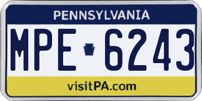PA license plate MPE6243