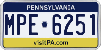 PA license plate MPE6251