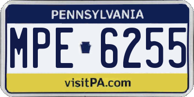 PA license plate MPE6255
