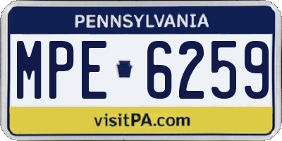 PA license plate MPE6259