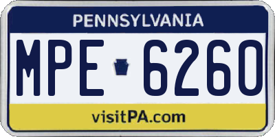PA license plate MPE6260