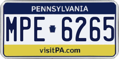 PA license plate MPE6265