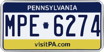 PA license plate MPE6274