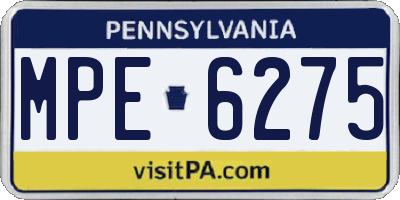 PA license plate MPE6275