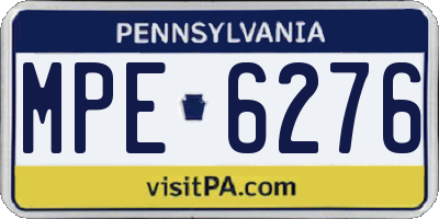 PA license plate MPE6276