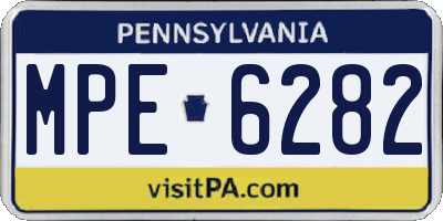 PA license plate MPE6282