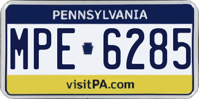 PA license plate MPE6285