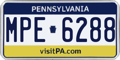 PA license plate MPE6288