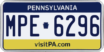 PA license plate MPE6296