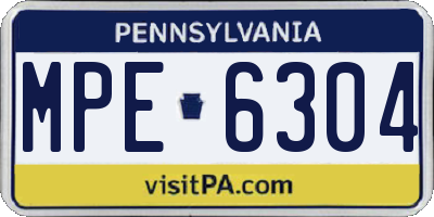 PA license plate MPE6304