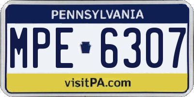 PA license plate MPE6307