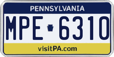 PA license plate MPE6310