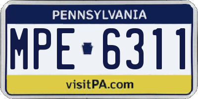 PA license plate MPE6311