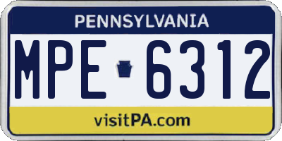 PA license plate MPE6312