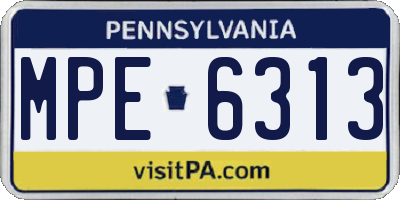 PA license plate MPE6313