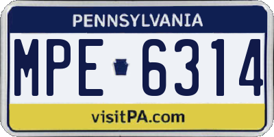 PA license plate MPE6314