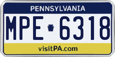 PA license plate MPE6318