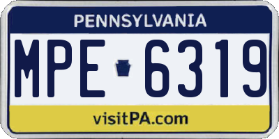 PA license plate MPE6319
