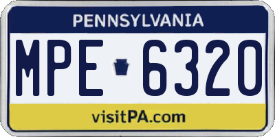PA license plate MPE6320
