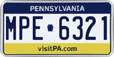 PA license plate MPE6321