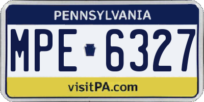PA license plate MPE6327