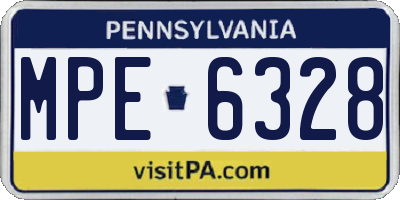 PA license plate MPE6328