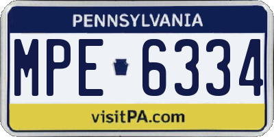 PA license plate MPE6334