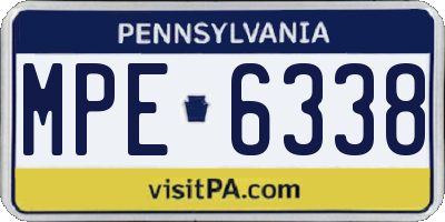 PA license plate MPE6338