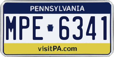 PA license plate MPE6341