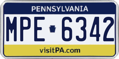 PA license plate MPE6342