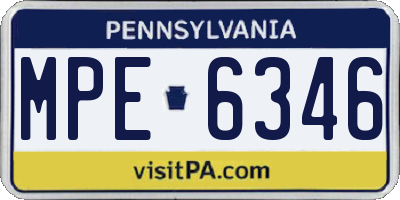 PA license plate MPE6346