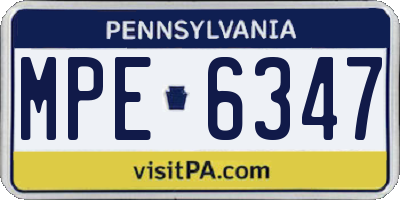 PA license plate MPE6347