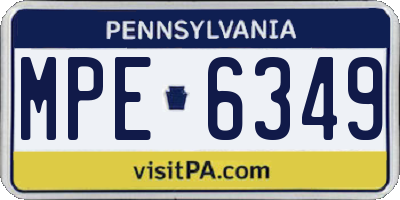 PA license plate MPE6349