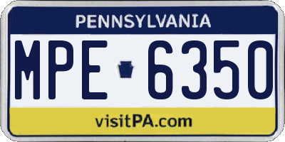 PA license plate MPE6350