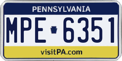 PA license plate MPE6351