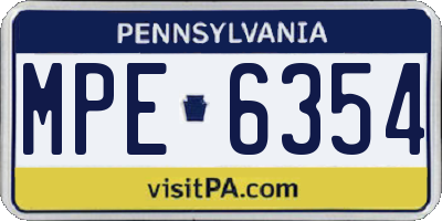 PA license plate MPE6354