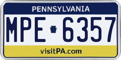 PA license plate MPE6357