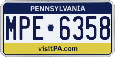 PA license plate MPE6358