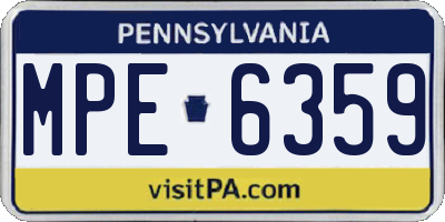 PA license plate MPE6359