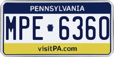 PA license plate MPE6360