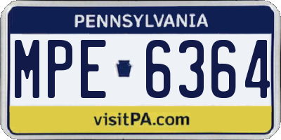 PA license plate MPE6364