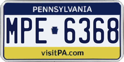 PA license plate MPE6368