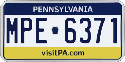 PA license plate MPE6371